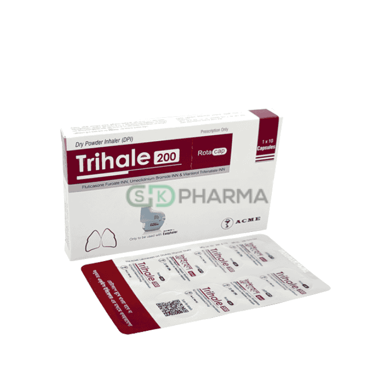 Trihale Inhalation Capsule 25 mcg+200 mcg+62.5 mcg (Vilanterol Trifenatate + Fluticasone Furoate + Umeclidinium Bromide)
