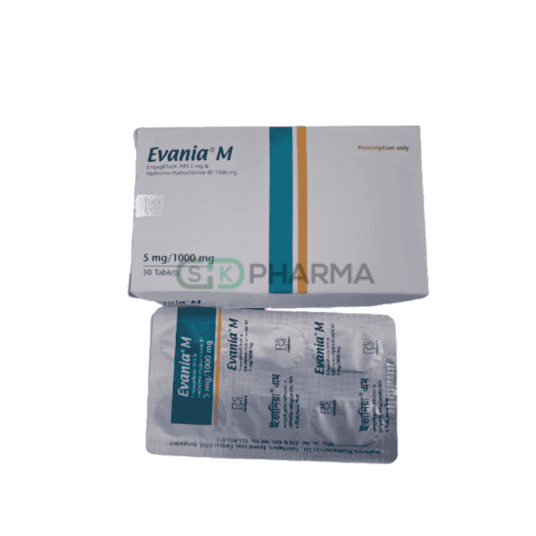 Evania M Tablet 5 mg+1000 mg (Empagliflozin + Metformin Hydrochloride)