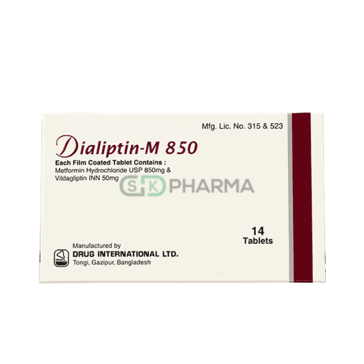 Dialiptin-M Tablet 50 mg+850 mg (Vildagliptin + Metformin Hydrochloride)