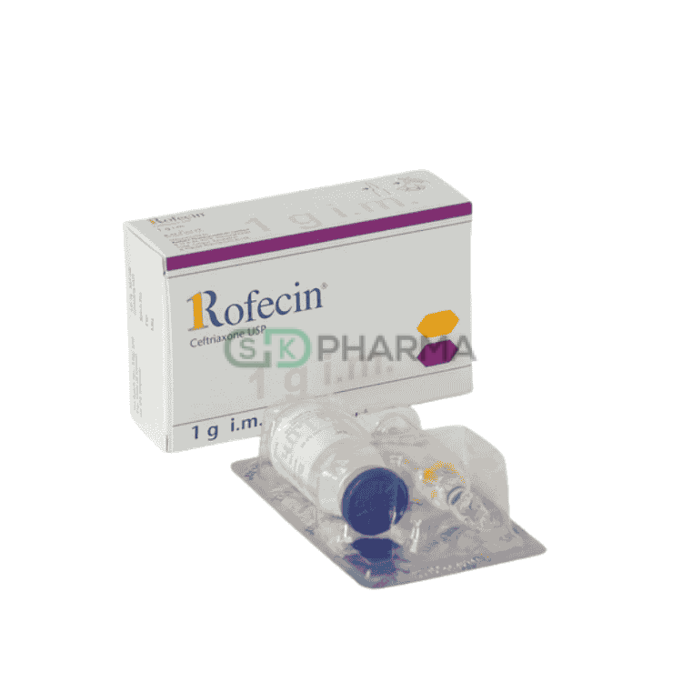 Rofecin Injection 1 gm/vial IM (Ceftriaxone Sodium)