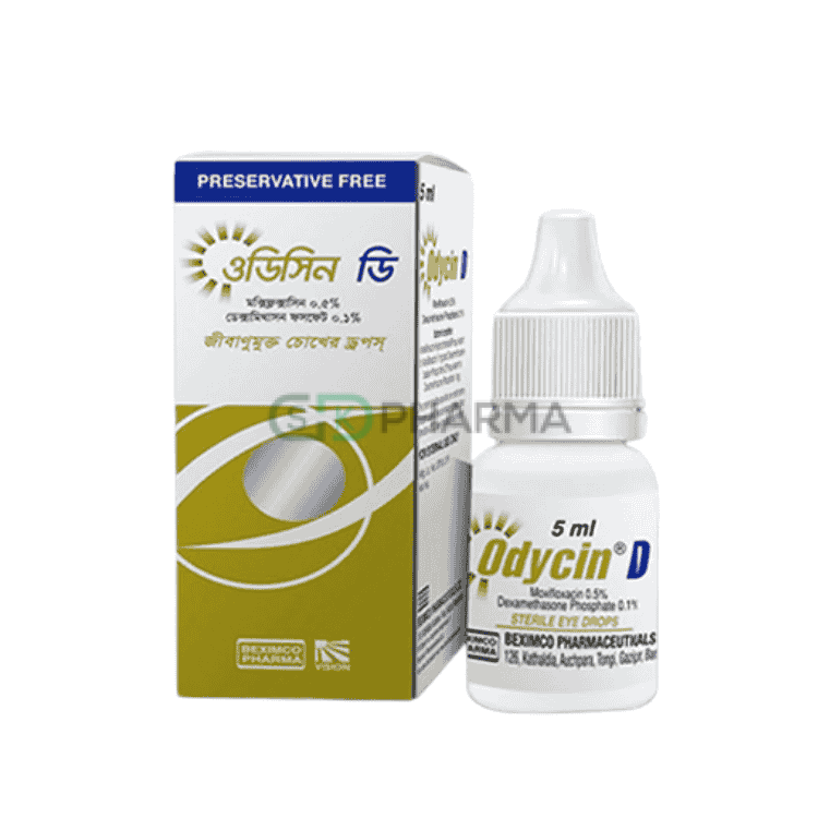 Odycin D Eye Drop 0.5%+0.1% (Moxifloxacin Hydrochloride + Dexamethasone)