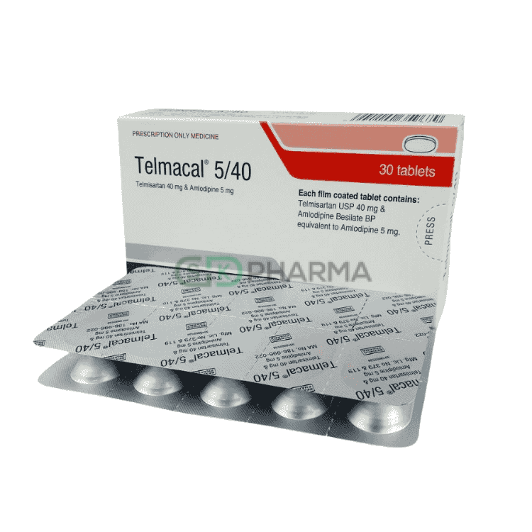 Telmacal Tablet 5 mg+40 mg (Amlodipine Besilate + Telmisartan)