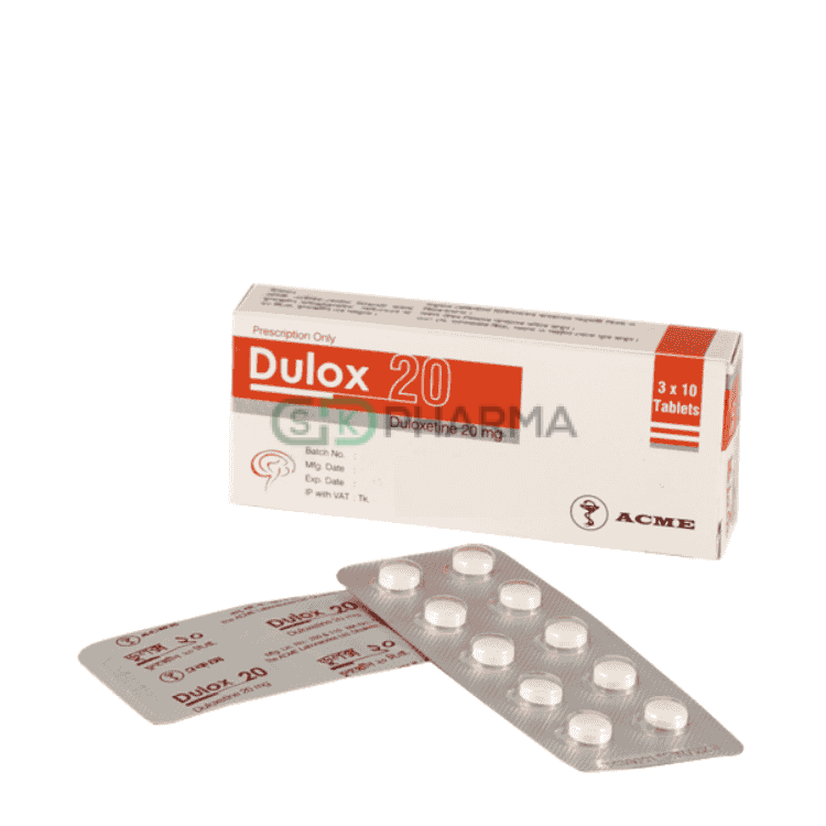 Dulox Tablet 20 mg (Duloxetine Hydrochloride)