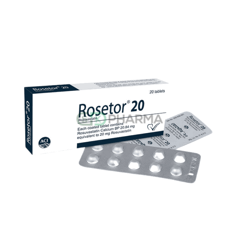 Rosetor Tablet 20 mg (Rosuvastatin Calcium)