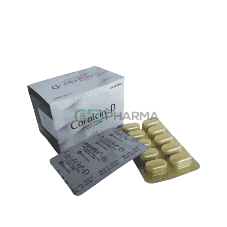 Coralcin-D Tablet 500 mg+200 IU Coral (Calcium + Vitamin D3)