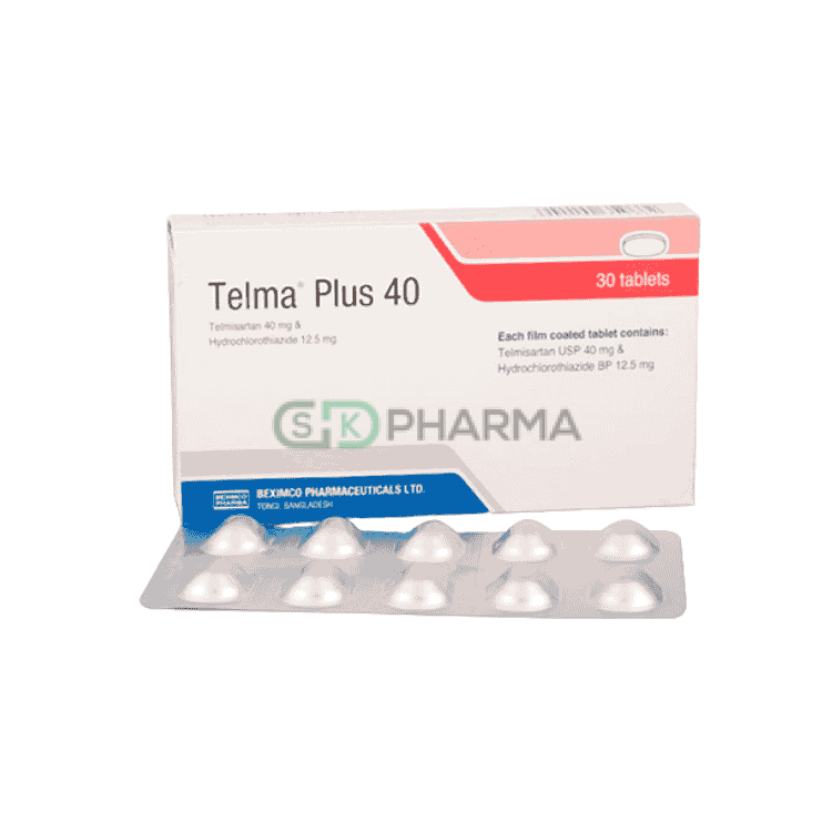 Telma Plus Tablet 40 mg+12.5 mg (Telmisartan + Hydrochlorothiazide)