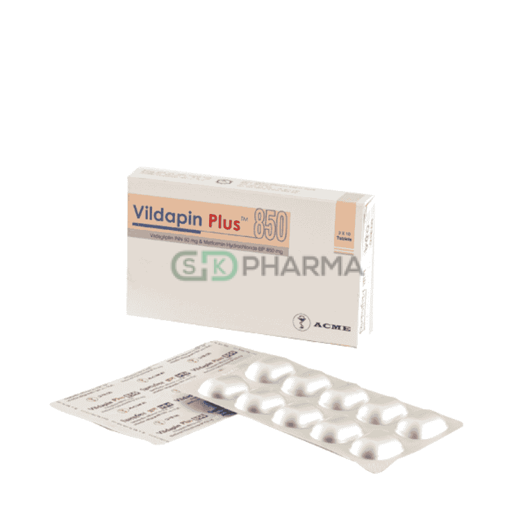 Vildapin Plus Tablet 50 mg+850 mg (Vildagliptin + Metformin Hydrochloride)