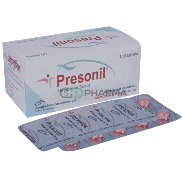 Presonil Tablet 50 mg (Metoprolol Tartrate)