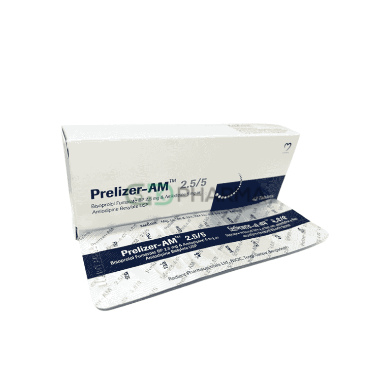 Prelizer-AM Tablet 2.5 mg+5 mg (Bisoprolol Fumarate + Amlodipine Besilate)