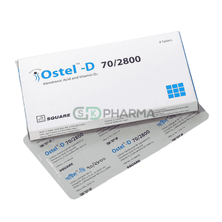 Ostel-D Tablet 70 mg+2800 IU (Alendronic Acid + Vitamin D3)