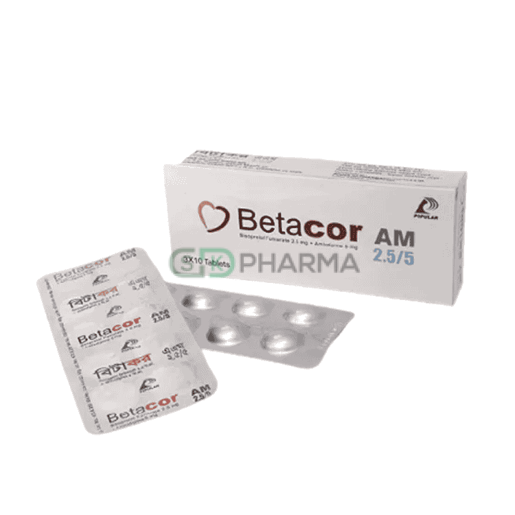Betacor AM Tablet 2.5 mg+5 mg (Bisoprolol Fumarate + Amlodipine Besilate)