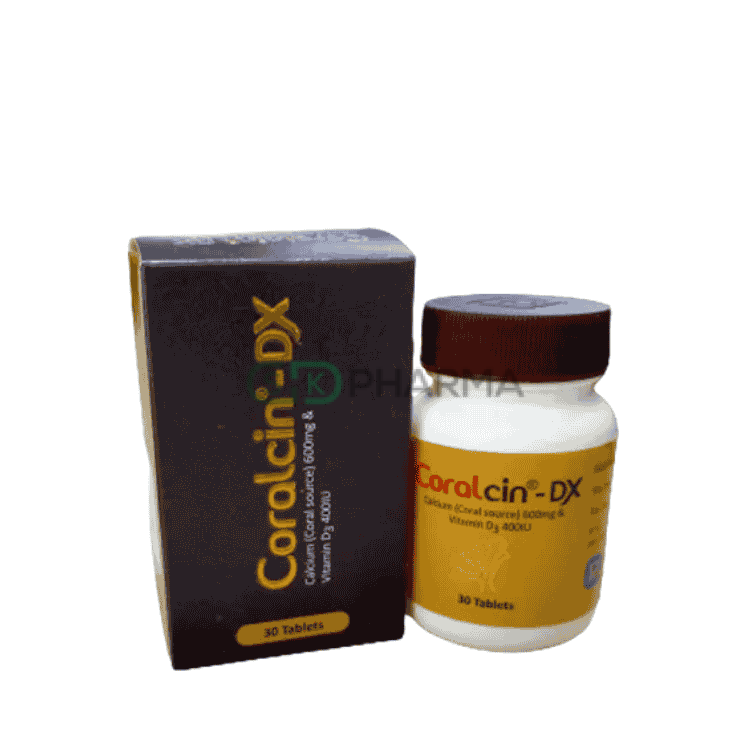 Coralcin-DX Tablet 600 mg+400 IU Coral (Calcium + Vitamin D3)